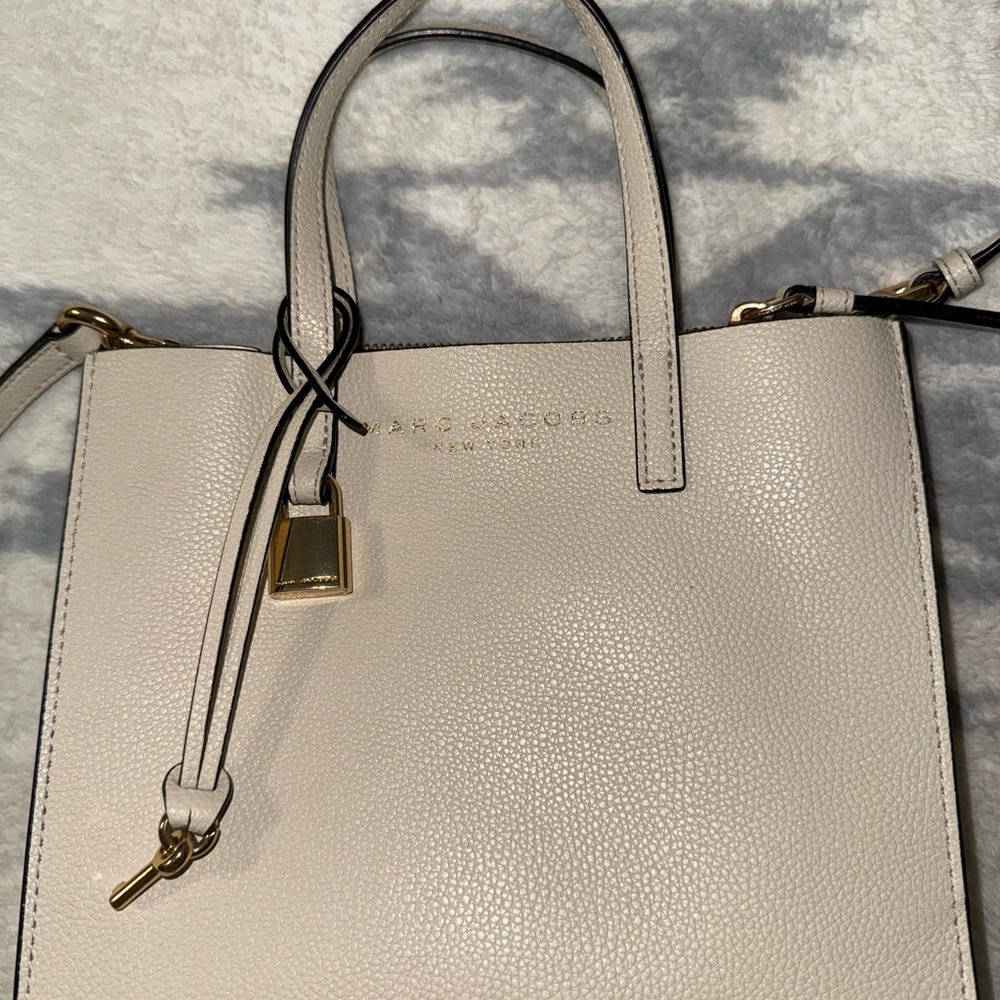 Elegant Cream Leather Tote Bag